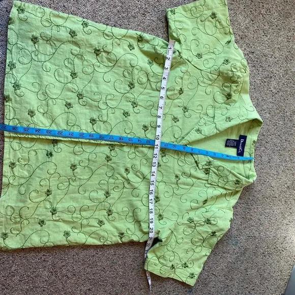 Denim & Co Linen Cotton Blend Matching Set Button Up Shirt and Pants Women's L - Picture 3 of 11